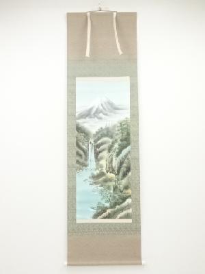 紫雲筆　彩色山水　肉筆絹本掛軸